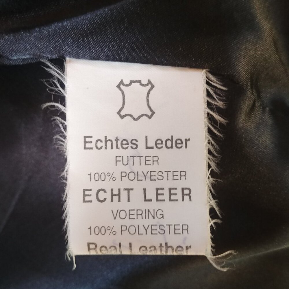Real Leather Black Zipper Zip-up Vest Germany Fully Lined Mens Small S - Picture 10 of 13